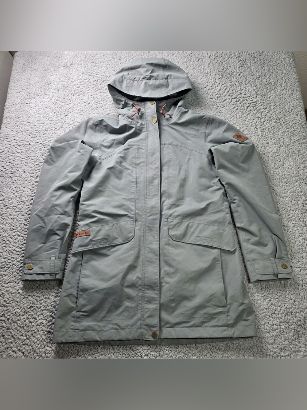 Columbia Omni-Tech Waterproof Rain Jacket Parka Sage Green Camo Lining Size M